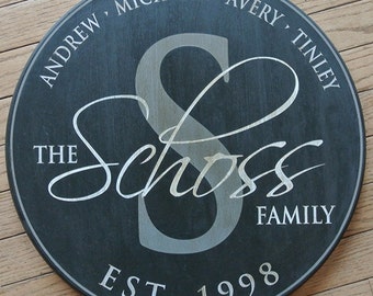 Personalized Established Family Name Sign - Monogram Round Sign - Wedding Anniversary Gift - Est. Date - Custom Gift - Wood Sign