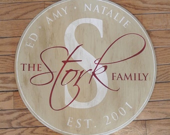 15" Family Established Sign - Personalized Name Monogram Sign - Painted Wood Sign - Wedding Anniversary Gift - Est. Date - Custom Gift