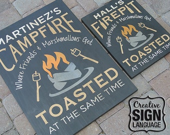 Welcome to Our Firepit / Campfire Quote - Painted Wood Sign - Wall Decor - Quote Sign - Camping