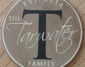 Personalized Established Family Name Sign -- Monogram Round Sign - Wedding Anniversary Gift - Est. Date - Custom Gift - Wood Sign