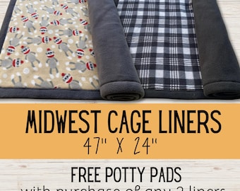 Midwest fleece cage liners for guinea pigs, hedgehogs, or rabbits | Absorbent inner layer | Easy-care fleece bedding | Prewicked fleece mat