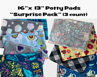 16x13 Potty Pads | Set of 3 "Surprise Pack" | Guinea pig pee pads | Drip pad | Absorbent pad | Corner pad | Fleece pad | Lap pad | Tidy mat