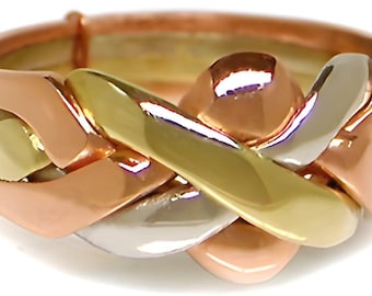 Puzzle Ring 14K Tri Gold 4 Band Puzzle Ring 4B142P