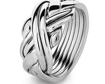 Unisex 6 band STERLING SILVER Puzzle Ring 6SU