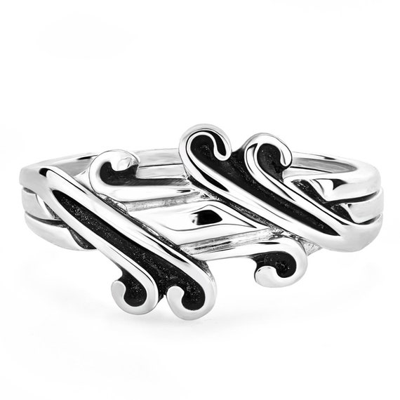 Ladies Band Sterling Silver Puzzle Ring 3CLS