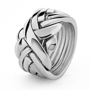 UNISEX 7 band STERLING SILVER Puzzle Ring 7BDS