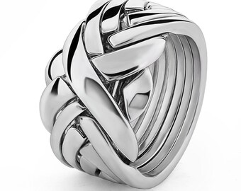 UNISEX 7 band STERLING SILVER Puzzle Ring 7BDS