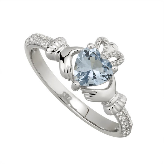 Anillo Claddagh de plata con piedra natal de DICIEMBRE S-S21062-12