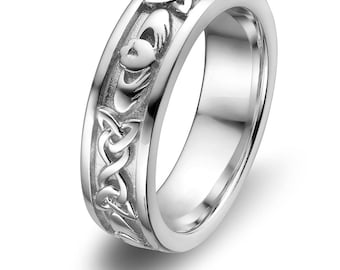 Women's Sterling Silver ULS-6344 Wedding Claddagh Ring