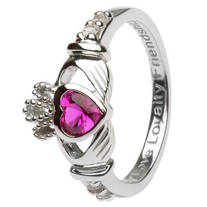 July Birthstone Silver Claddagh Ring LS-SL90-7. Made in IRELAND! - Ships from Colorado USA