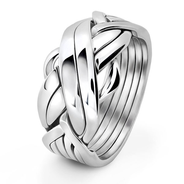 Men's 6 band STERLING SILVER Puzzle Ring 6FMS