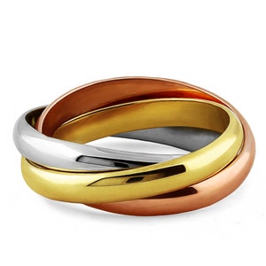 Bague à rouler tricolore en or massif 14 carats 3B3C