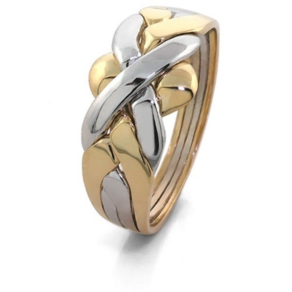 Puzzle Ring 14K Two Tone Gold 4 Band Puzzle Ring 4B141 2T