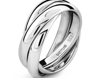 Sterling Silver 3 Band THICK Rolling Ring RR2