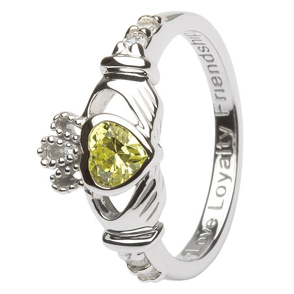 August Birthstone Silver Claddagh Ring LS-SL90-8. Made in IRELAND! - Ships from Colorado USA