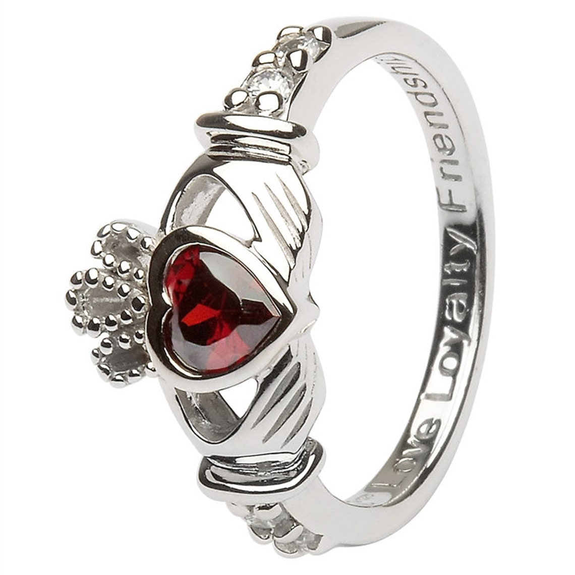 January Birthstone Silver Claddagh Ring LS-SL90-1. Made in IRELAND ...