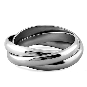 14K Solid White Gold Rolling Ring 3B3W