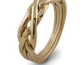 Puzzle Ring 14K Yellow or White Gold LADIES 4 band Puzzle Ring 4KNG