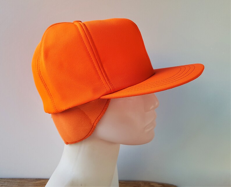 Vintage Blaze Orange Neon Hunting Ear Flap Trapper Hat Made in Etsy
