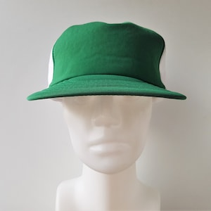 Casquette de camionneur vierge vintage des années 80, polyester vert, maille blanche, casquette de baseball rétro Snapback, casquette de baseball rétro Yupoong, fabriquée en Corée