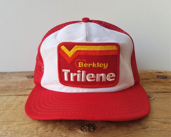 Vintage 80s Berkley Trilene Trucker Hat Fishing Line Rod Promo Red Mesh Snapback Fisherman Patch Adjustable Baseball Cap by The Winner