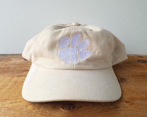 Vintage 90s Clemson TIGERS Khaki Strapback Dad Ha… - image 1