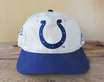 Indianapolis COLTS Vintage 90s Sports Specialties Official NFL Snapback Hat Used Baseball Cap Block Script Pro Line 2 Tone Football Ballcap