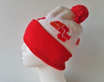 Vintage 70s 80s CROWN ZELLERBACH Knit Toque Pom Pom Winter Ski Hat K Brand Canada Rare Defunct Forestry Beanie Pulp & Paper Co. Stocking Cap