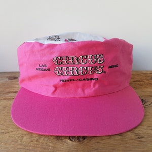 Vintage 90s CIRCUS CIRCUS Hotel Casino Pink Painter Hat Las Vegas Reno Nevada Souvenir Snapback Gambling Designer Pro Promo Adjustable Cap