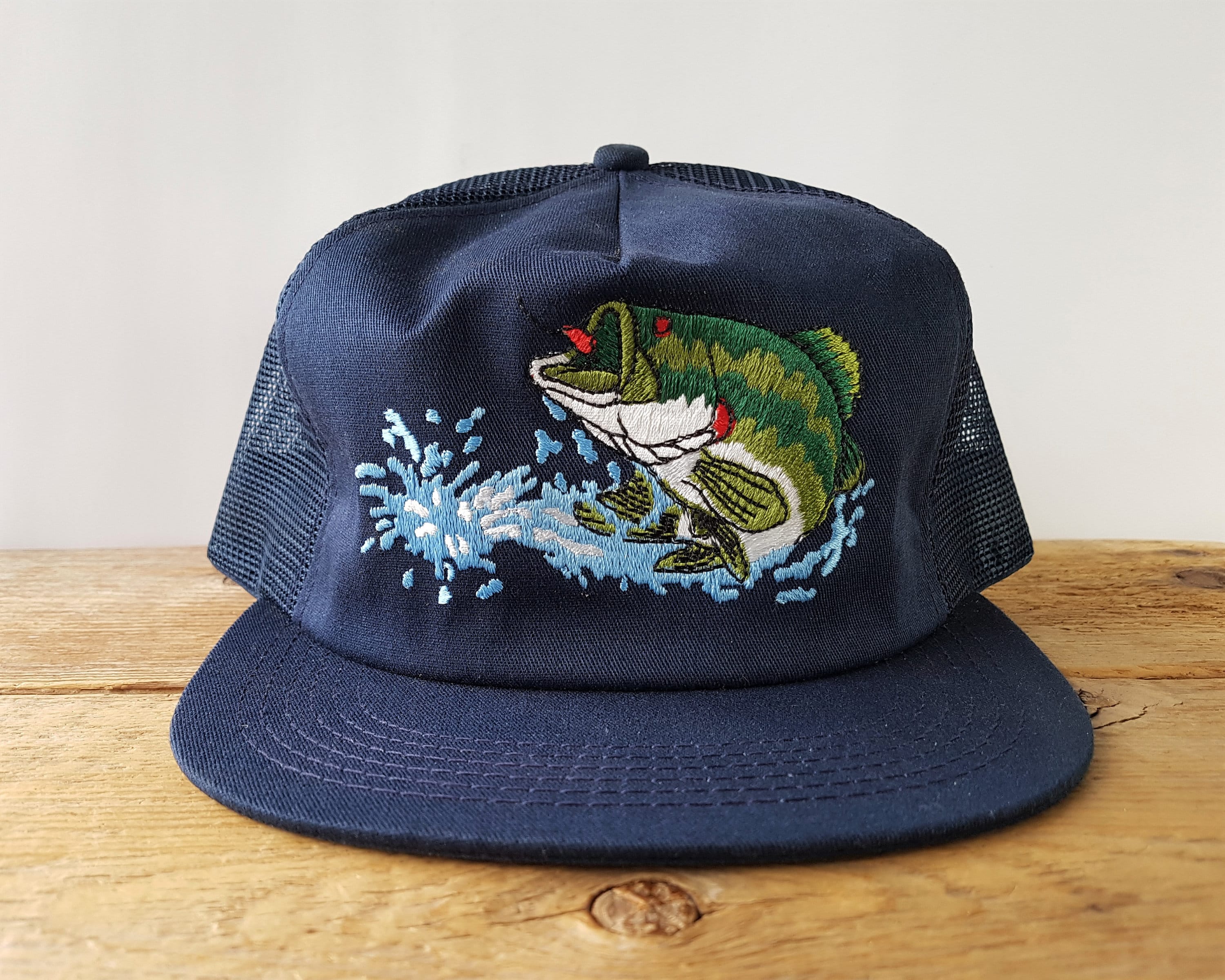 Vintage Largemouth Bass Trucker Hat K-products Made in USA Fishing
