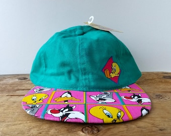 Vintage 90s TWEETY BIRD and Looney Tunes Characters Youth Size Hat - 1996 Warner Bros. Deadstock Fresh Caps Baseball Cap