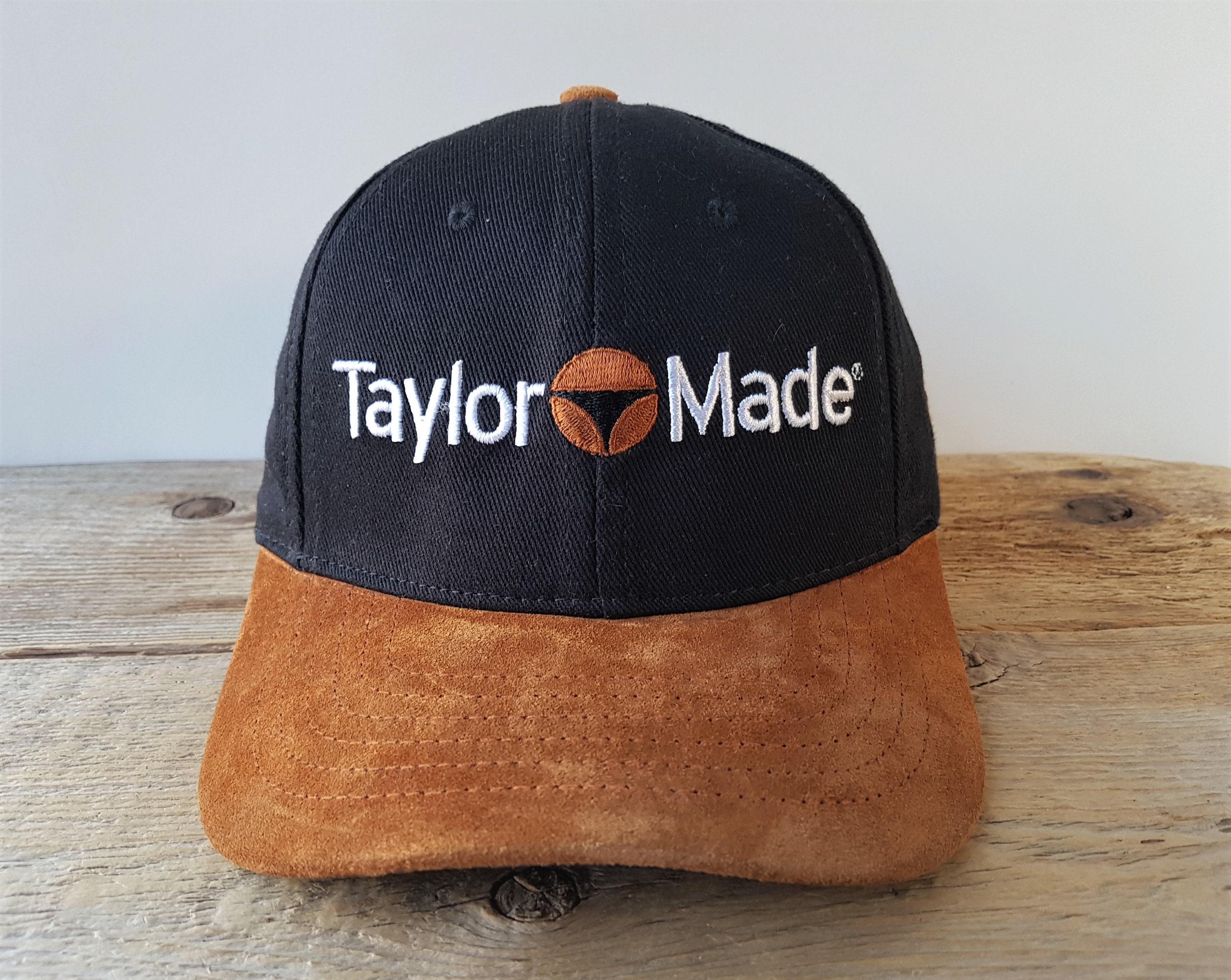 Vintage TAYLOR MADE Golf Hat Brown Suede Visor Golfing Cap