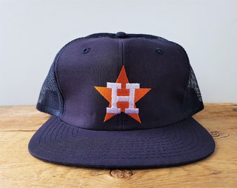 Vintage HOUSTON ASTROS Deadstock Trucker Hat - Official MLB Mesh Snapback Baseball Cap Grosscap - Major League 80s 90s Flat Bill NoS Ballcap