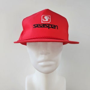Vintage 90er Jahre SEASPAN Shipyards Red Snapback Hut Seil gefütterte bestickte Baseballkappe - pazifische Nordwestschiffbaugesellschaft - Retro Ballcap
