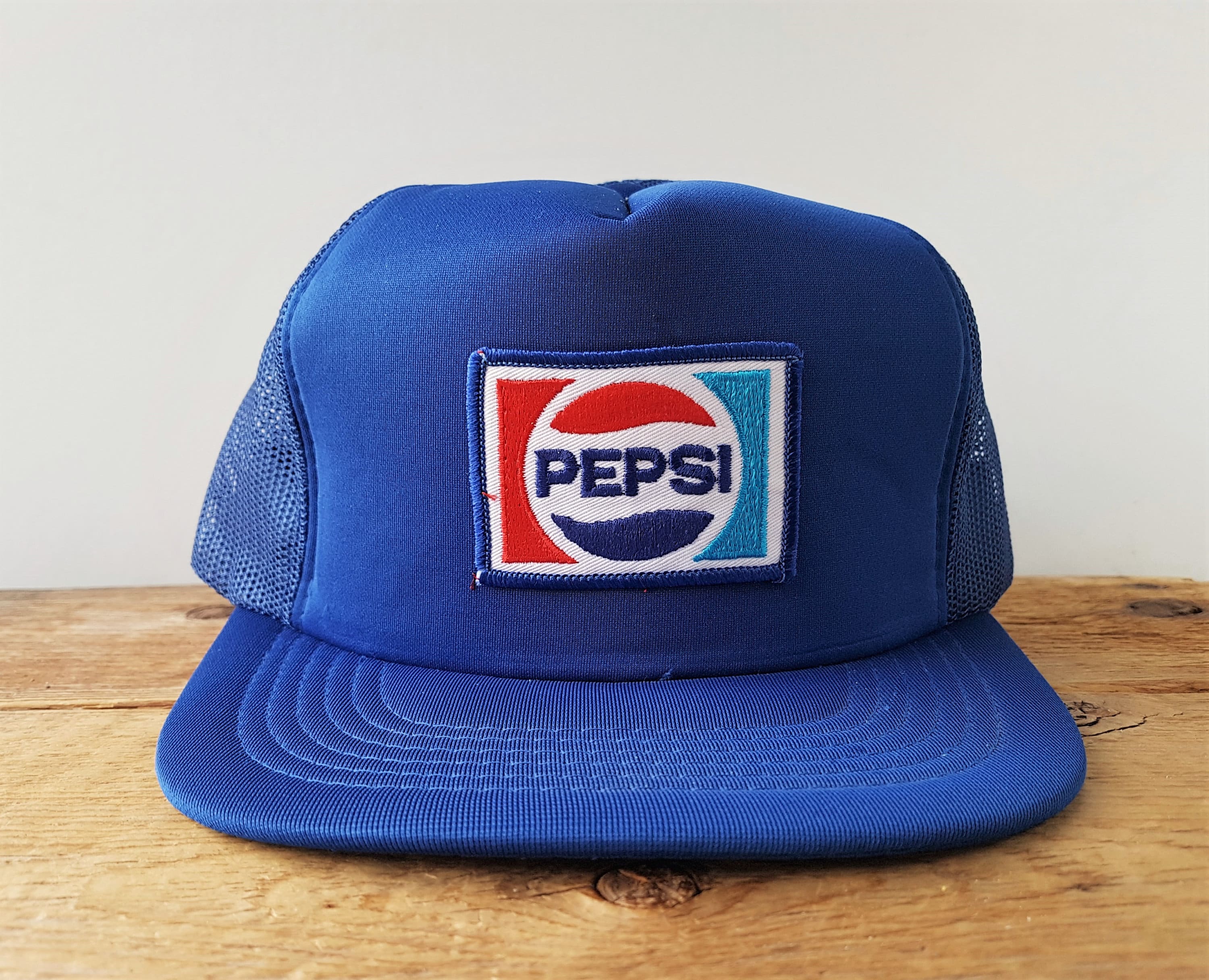 Vintage 80s PEPSI Original Blue Mesh Trucker Hat Classic Soda Pop
