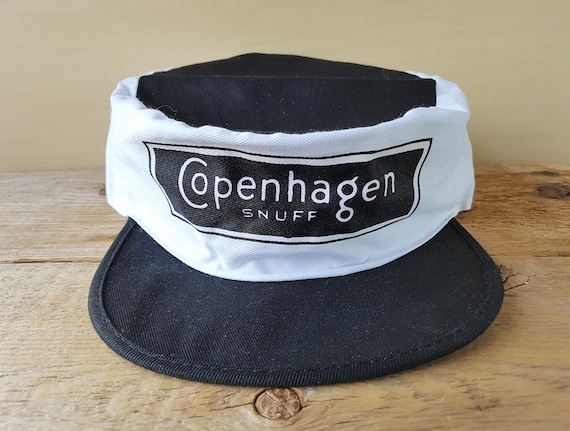 copenhagen tobacco hat Vintage Snuff Red and Black Striped Painters Fitted OS durable hats a perfect fit for any adventure. VTG Copenhagen Snuff Chewing Tobacco