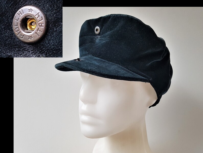 Vintage 90s DOLCE & GABANNA Classic Velvet Newsboy Cap Dark Prussian Blue Cabbie Flat Hat with Snap Brim Made in Italy Authentic Hologram image 5