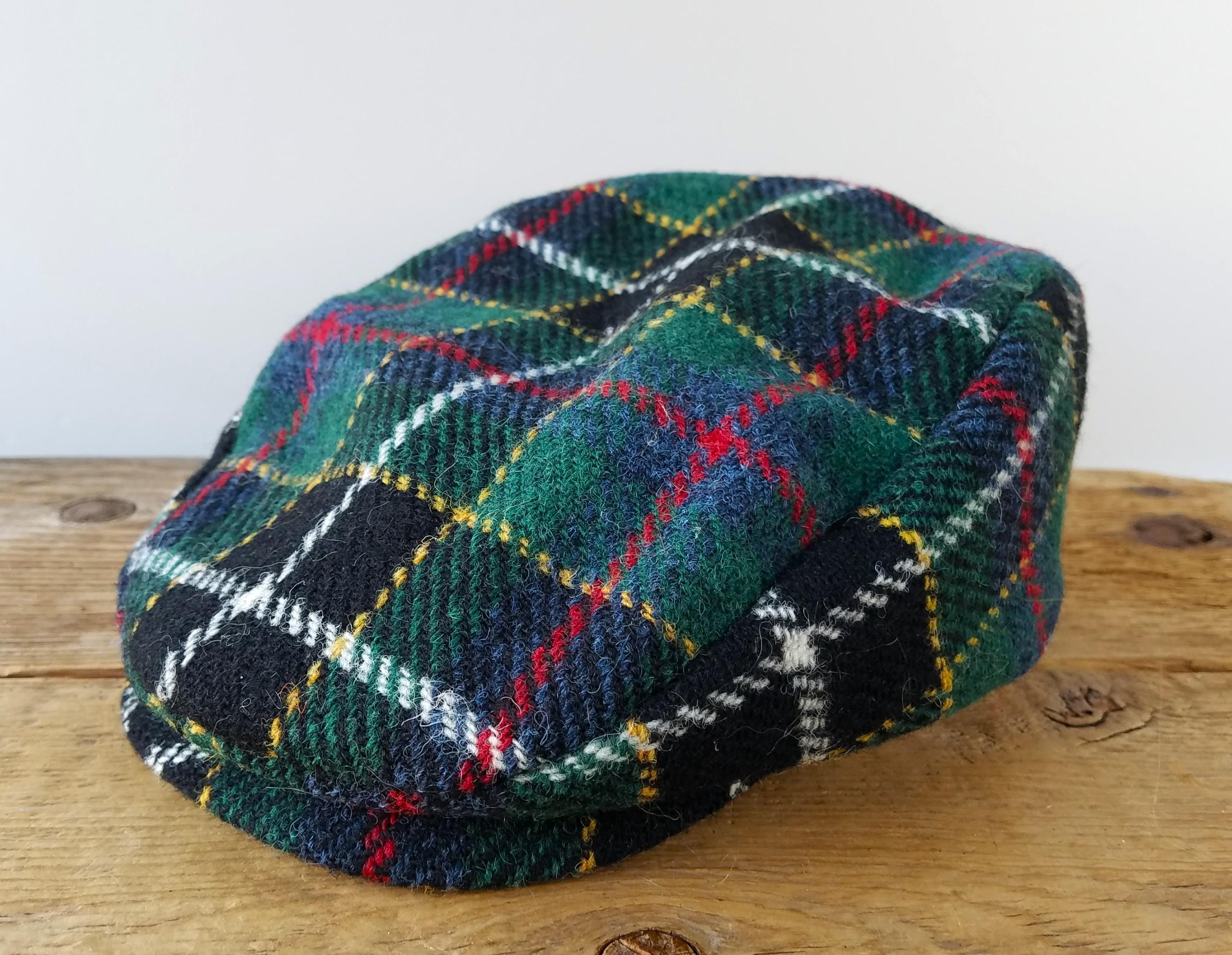 Vintage GREVI Italy Wool Classic Tweed Plaid Flat Cap Size  display picture 2