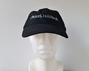 Vintage PEARL HARBOR 2001 Movie Promo Strapback Hat Touchstone Pictures Film Crew Black Baseball Dad Cap Headshots Ballcap Ben Affleck