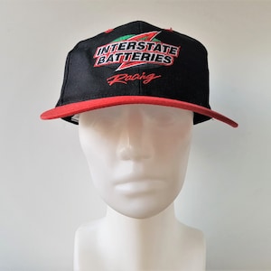 Vintage 90s INTERSTATE BATTERIES Racing Snapback Hat Nascar Baseball Cap 2 Tone Archibald Apparel Group Ballcap