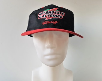 Vintage 90s INTERSTATE BATTERIES Racing Snapback Hat Nascar Baseball Cap 2 Tone Archibald Apparel Group Ballcap