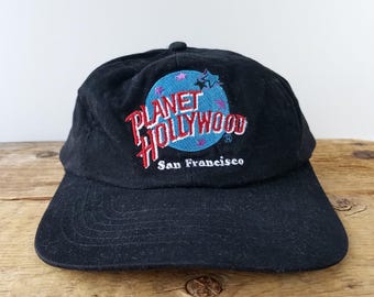 Czapka baseballowa PLANET HOLLYWOOD San Francisco Snapback Dad Hat z lat 90. z licencją Pamiątkowa promocja z 1995 r. - regulowana, nieusztywniana