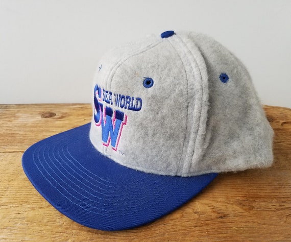 Vintage 1992 SEA WORLD Fleece Strapback Hat - Dea… - image 3
