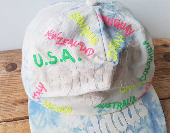 Vintage DIDDOUS SPORTS Hat Blue Tie Dye Nylon Cap… - image 4