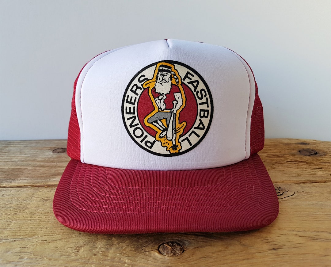 Vintage 80s PIONEERS FASTBALL Trucker Hat Original Maroon Vintage 80s PIONEERS FASTBALL Trucker Hat Original Maroon