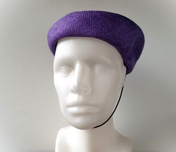 Vintage 60s MR. CHARLES Purple Straw Ladies Pillb… - image 4