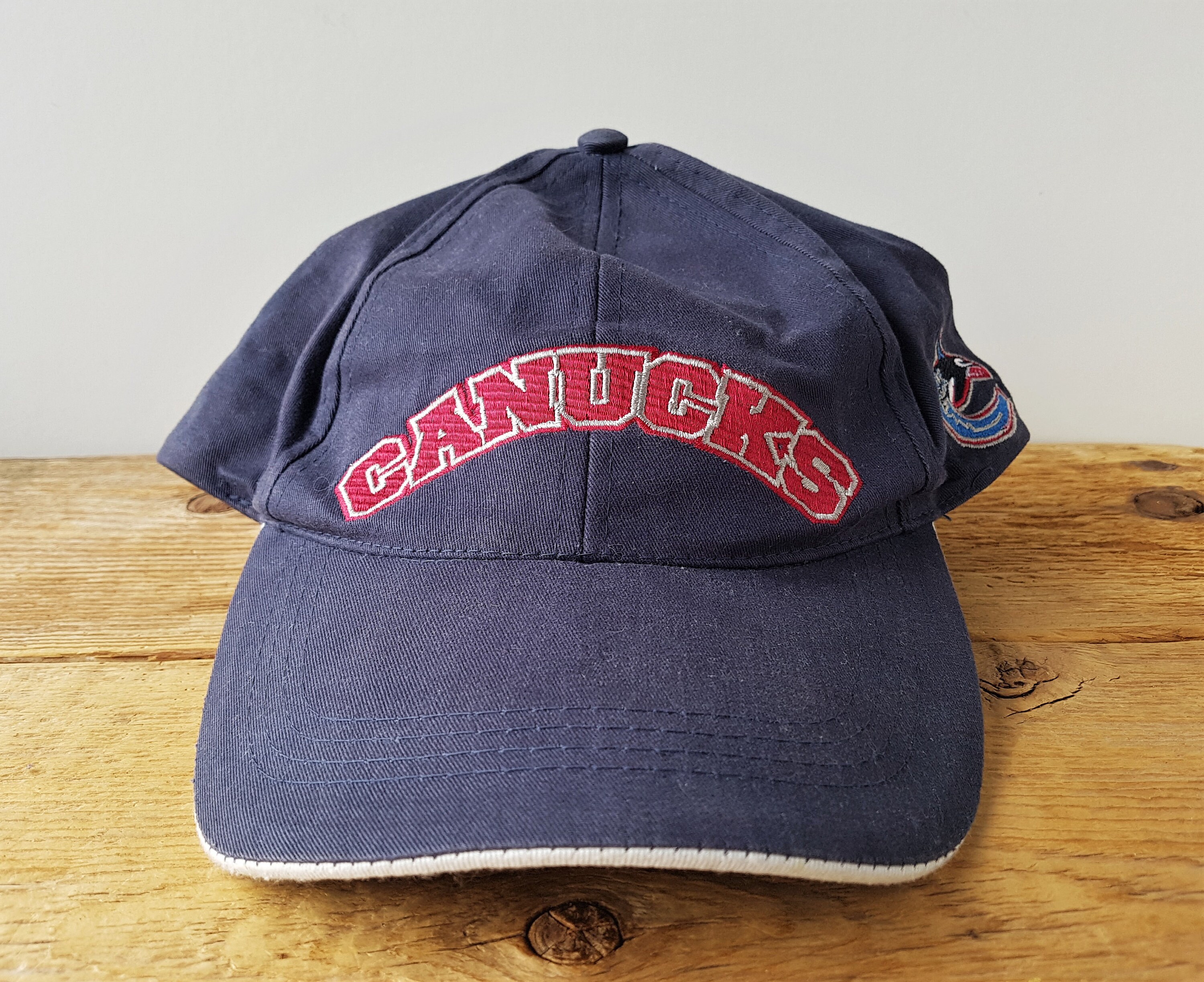 Vintage 90s VANCOUVER CANUCKS Hat Rear Big Logo Orca Official NHL 