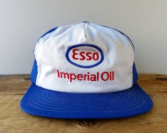 Vintage 80s ESSO IMPERIAL OIL Snapback Trucker Hat - Embroidered Gasoline Promo Original Adjustable Baseball Cap - Victory Group Canada
