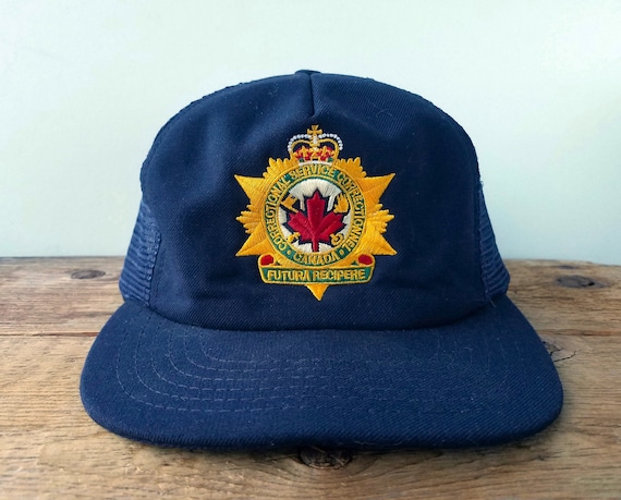 Vintage CORRECTIONAL SERVICE of CANADA Uniform Officer Cap - Navy Mesh Trucker Snapback Hat Canadian Corrections Penitentiary Guard Ballcap