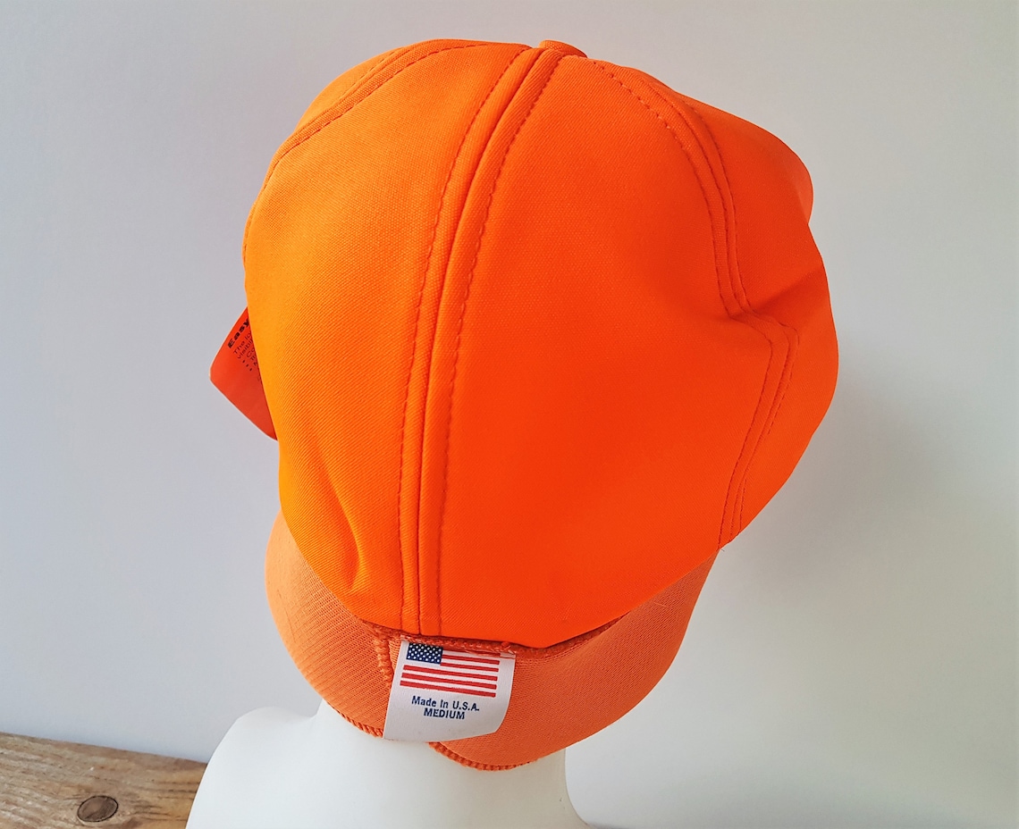 Vintage Blaze Orange Neon Hunting Ear Flap Trapper Hat Medium Etsy